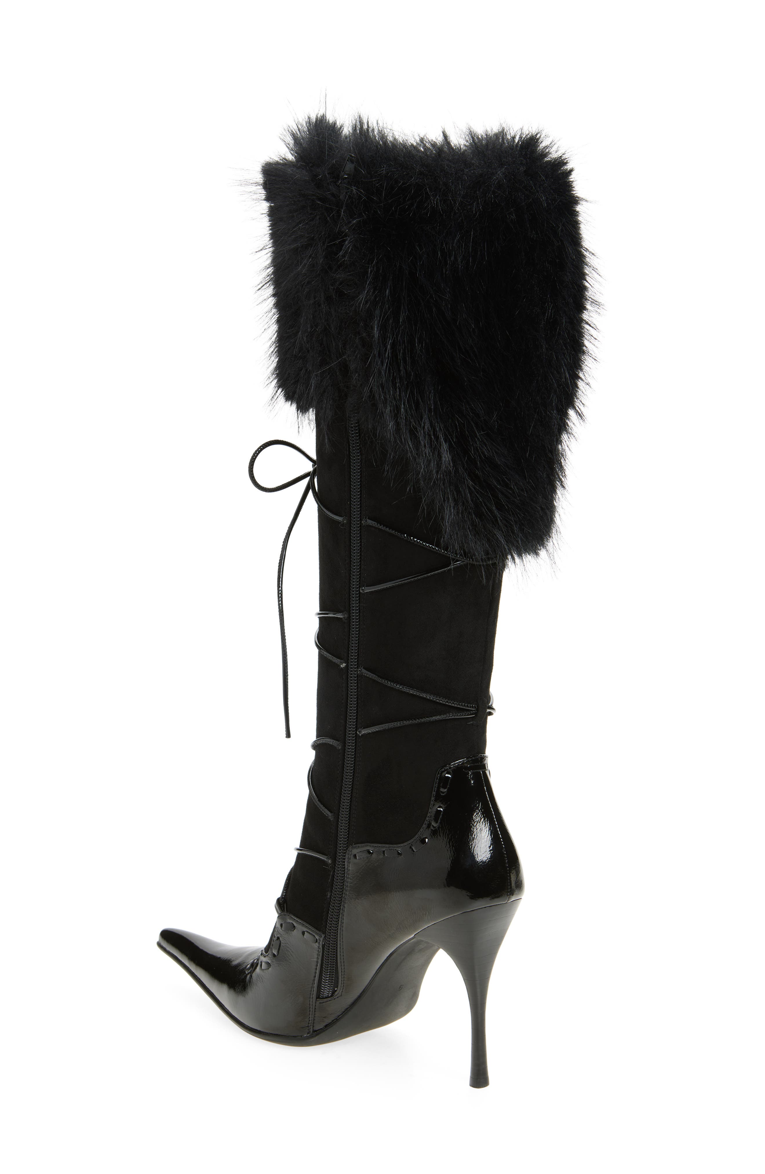 Jeffrey Campbell Verbier Knee High Boot, Alternate, color, Black Patent Combo
