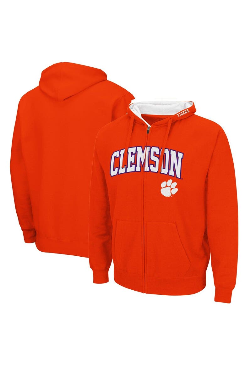 Men's Colosseum Orange Clemson Tigers Arch & Logo 3.0 Full-Zip Hoodie, Main, color, Orange