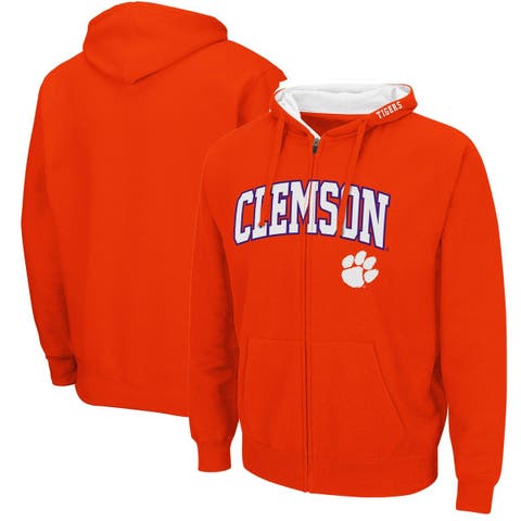 Men's Colosseum Orange Clemson Tigers Arch & Logo 3.0 Full-Zip Hoodie
