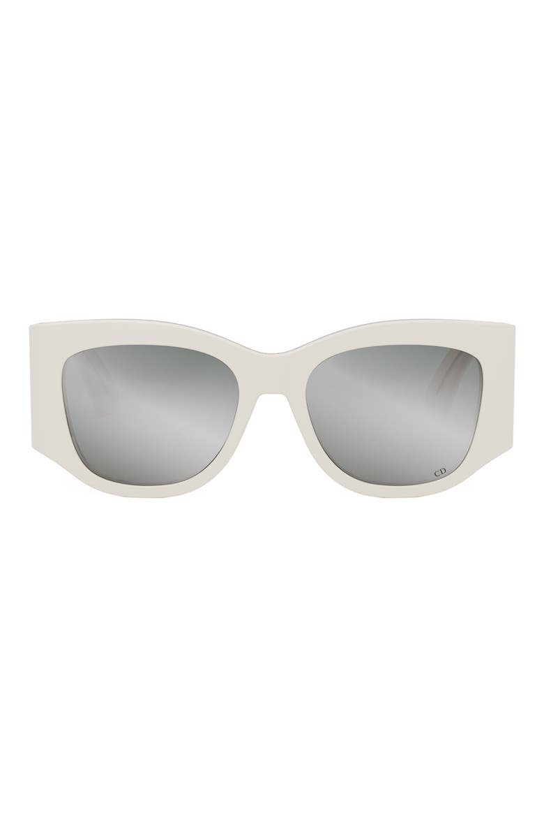 'DiorNuit S1I 54mm Square Sunglasses, Main, color, IVORY / SMOKE MIRROR