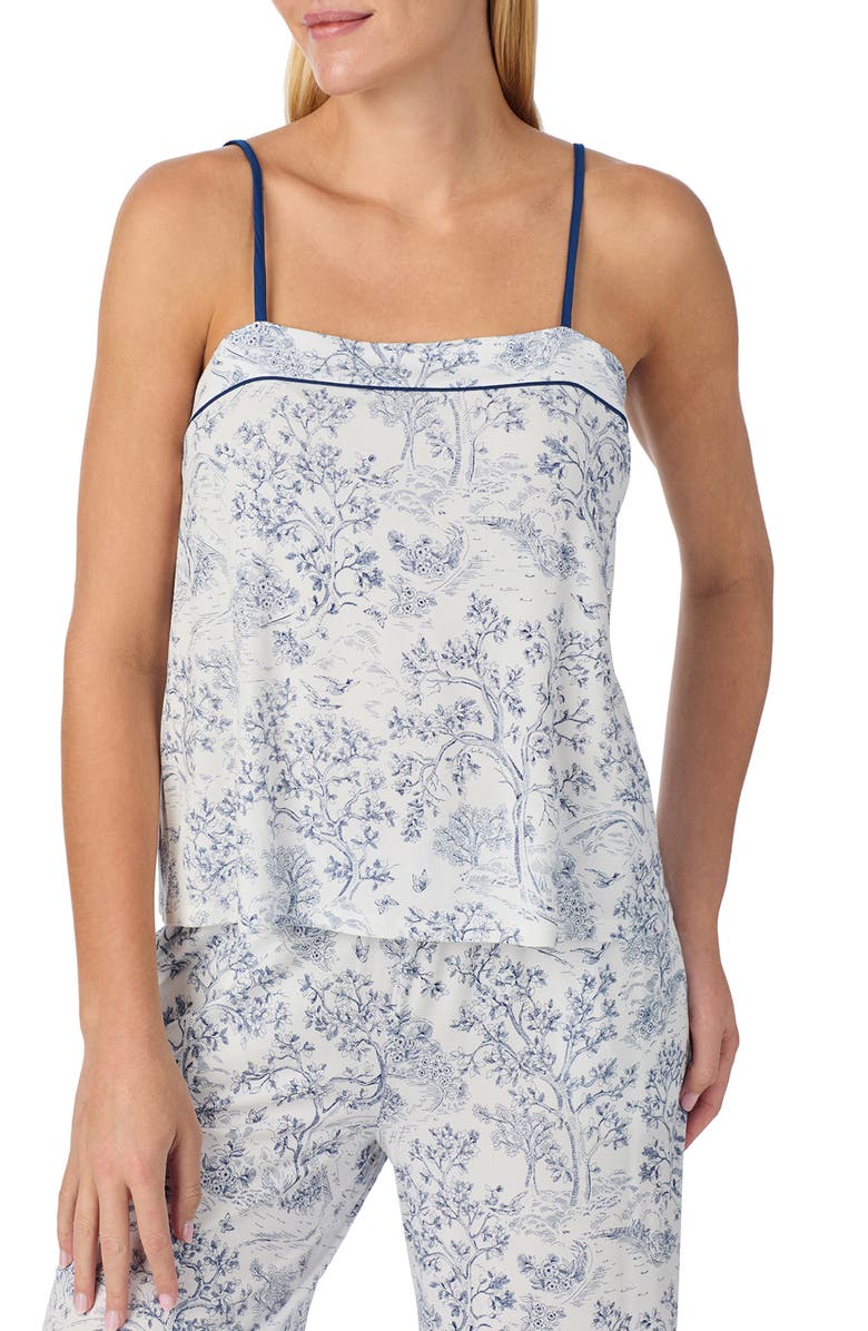 Kate Spade New York print crop pajamas, Alternate, color, White/ Green Print