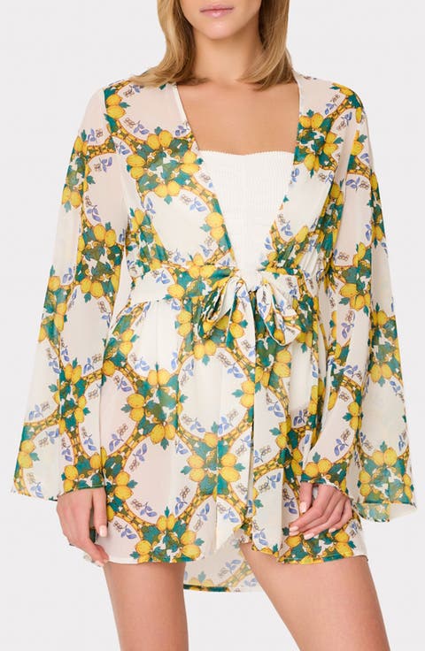 Jessie Lemon Tile Long Sleeve Cover-Up