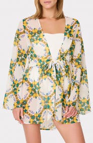 Milly Jessie Lemon Tile Long Sleeve Cover-Up
