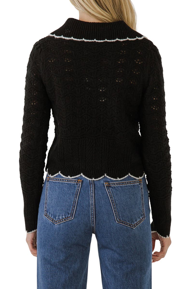 Endless Rose Scallop Pointelle Cardigan, Alternate, color, 