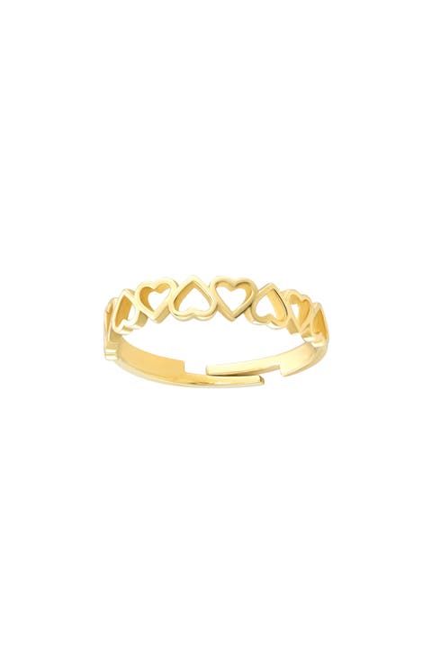 Interlocking Hearts 10k Gold Toe Ring