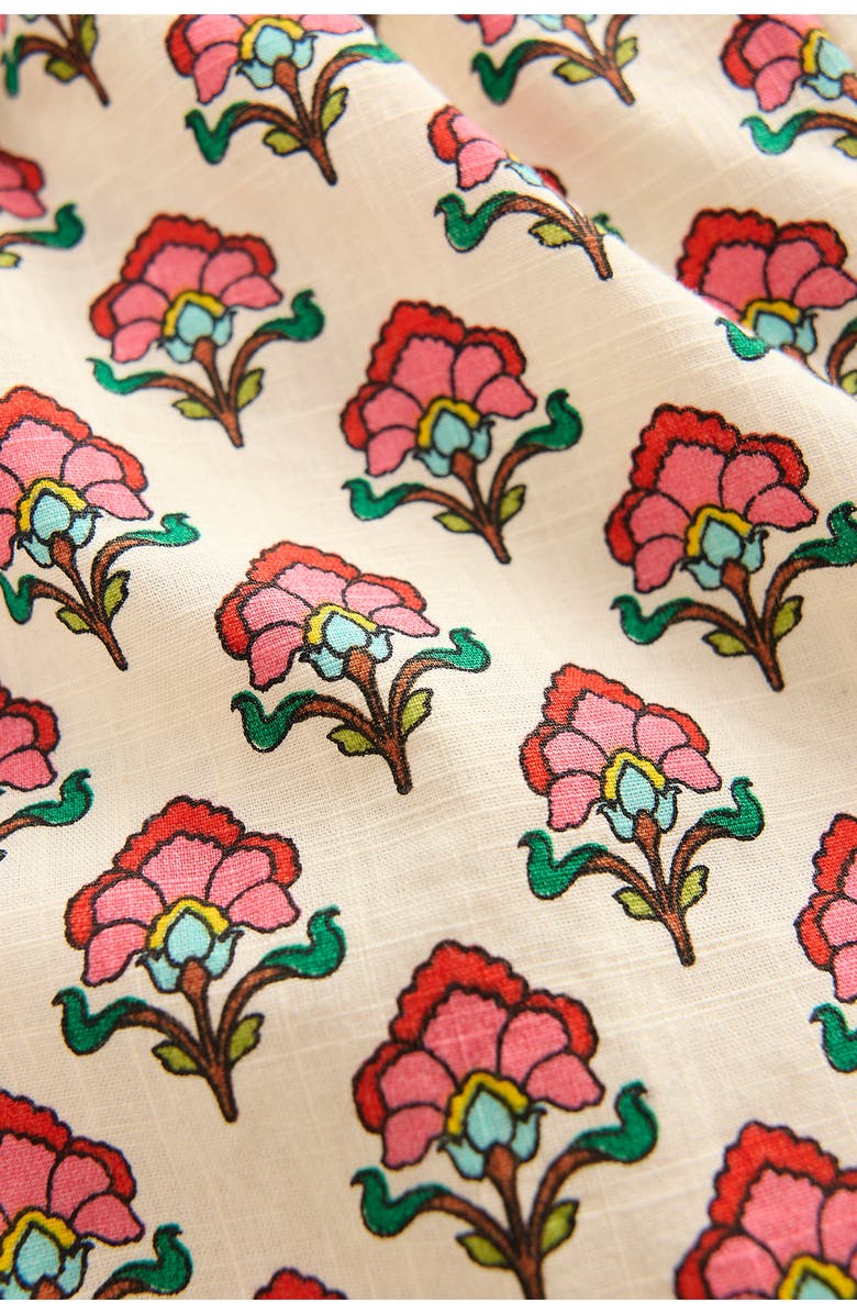 Mini Boden Kids' Print Cotton Ruffle Hem Shorts, Alternate, color, Ivory Woodblock Floral