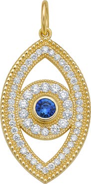 Lionheart 14K Gold Beaded Diamond and Sapphire Evil Eye Charm