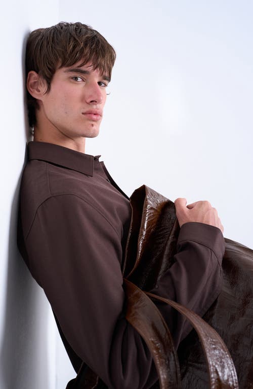 Topman Solid Flannel Button-up Overshirt In Brown