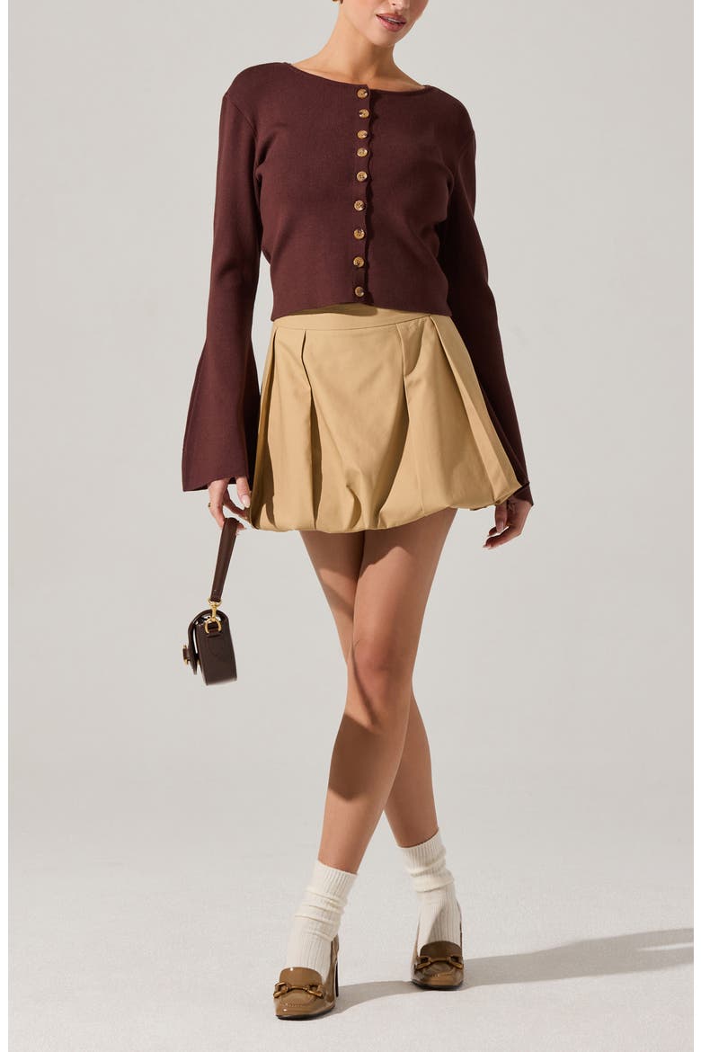 Nylah Flare Sleeve Cardigan, Alternate, color, BROWN