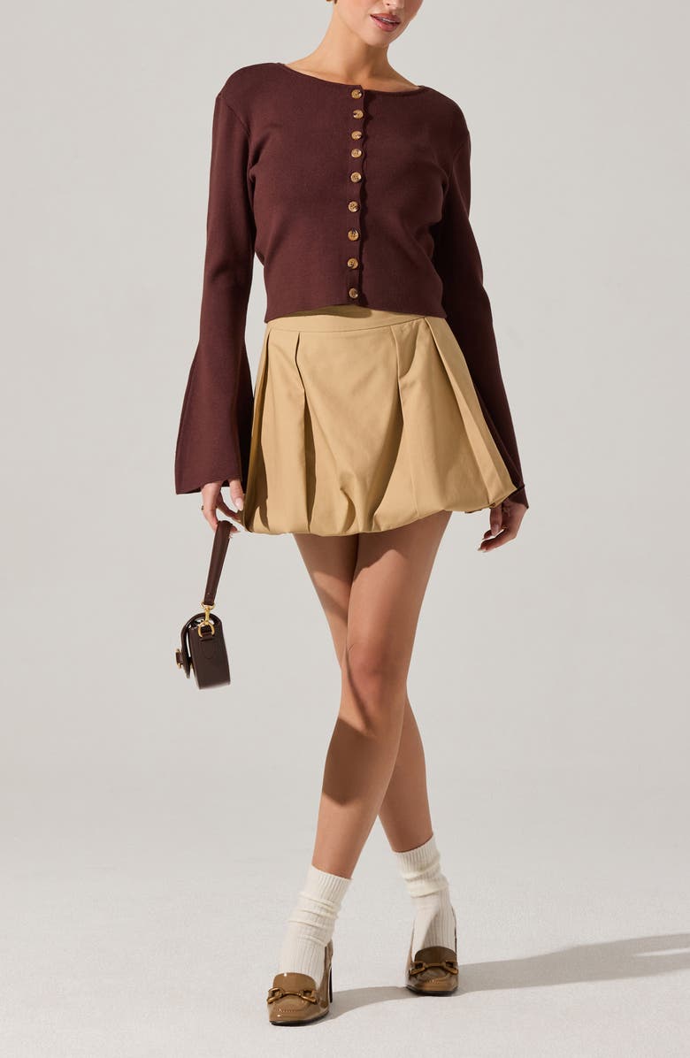 ASTR the Label Nylah Flare Sleeve Cardigan, Alternate, color, Brown