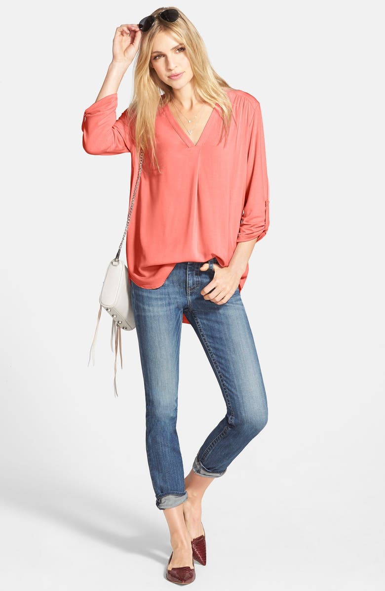 Pleione Mixed Media V-Neck Tunic, Alternate, color,