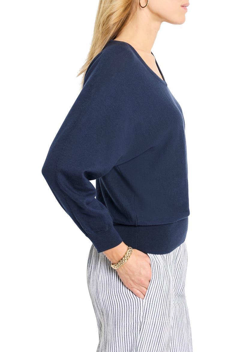 Easy Cotton V-Neck Sweater, Alternate, color, DARK INDIGO