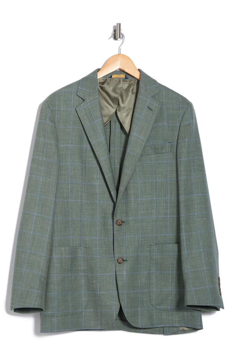 Brooks Brothers Classic Fit Windowpane Wool & Linen Hopsack Sport Coat, Alternate, color,
