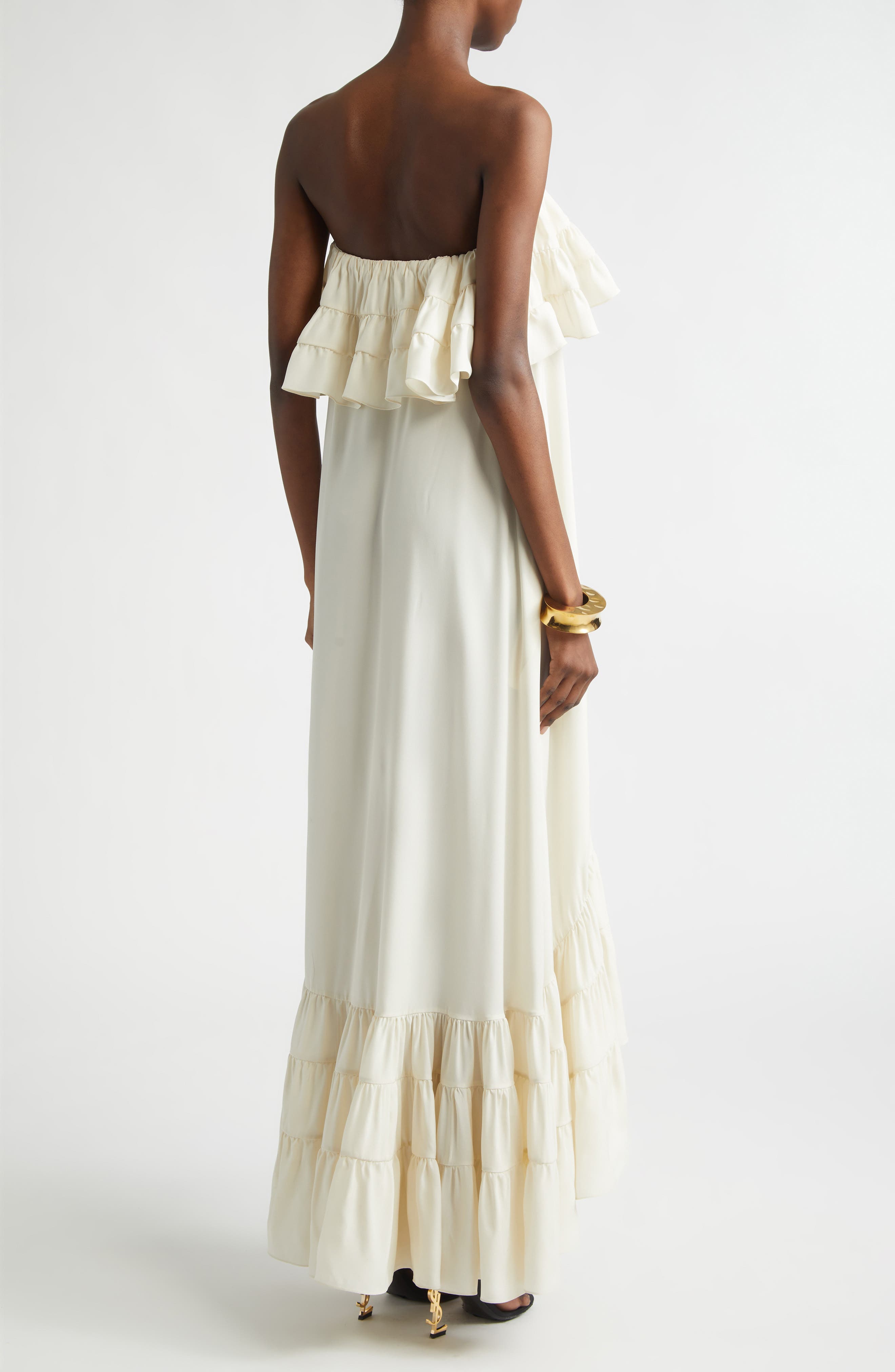 Ruffled Strapless Silk Dress - image 2