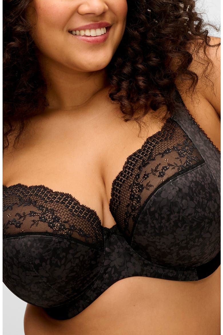Lucie Full Figure Underwire Plunge Bra, Alternate, color, BLACK