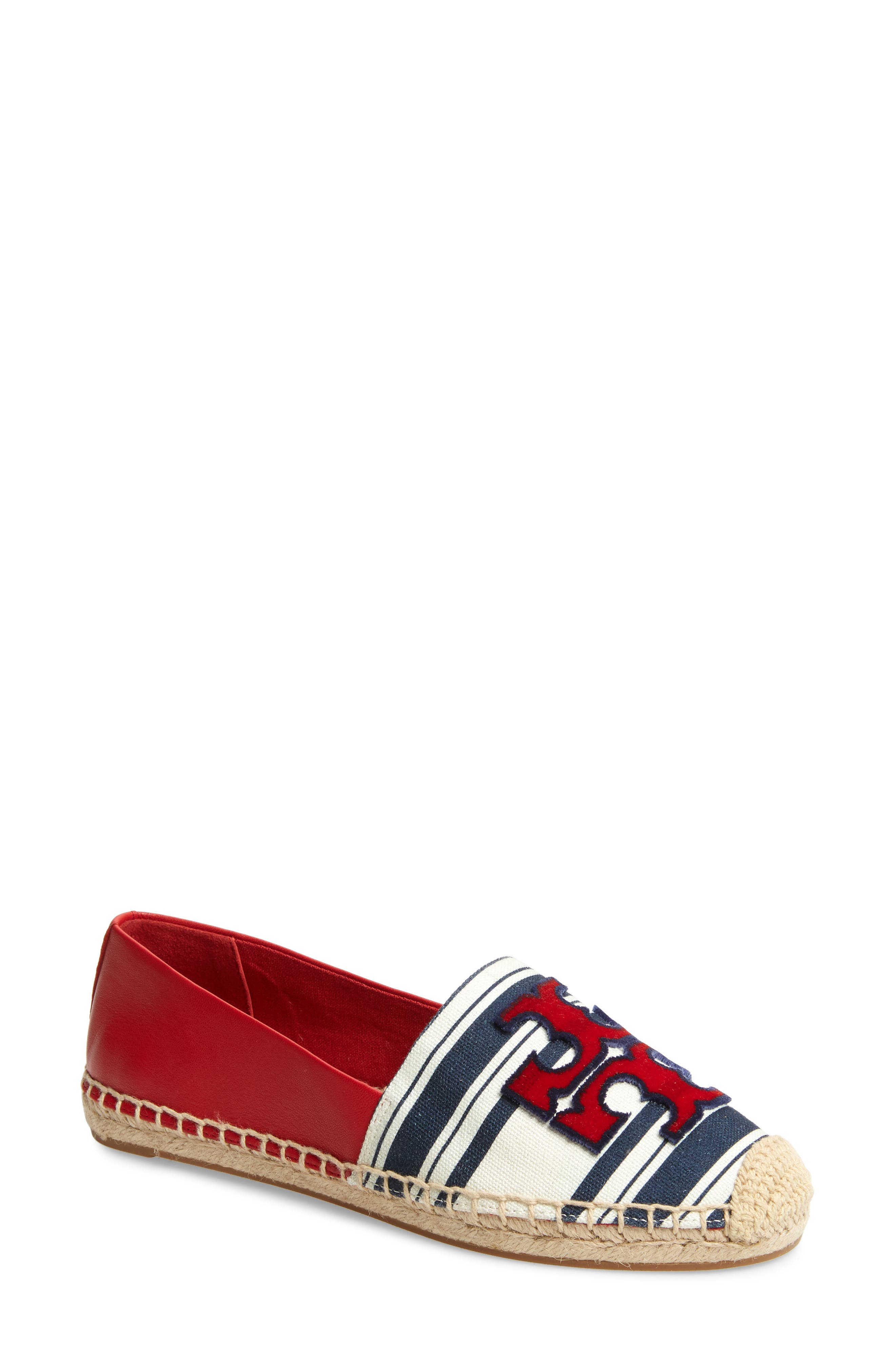 Ines Espadrille, Main, color, NAVY BOLD AWNING STRIPE/ RED