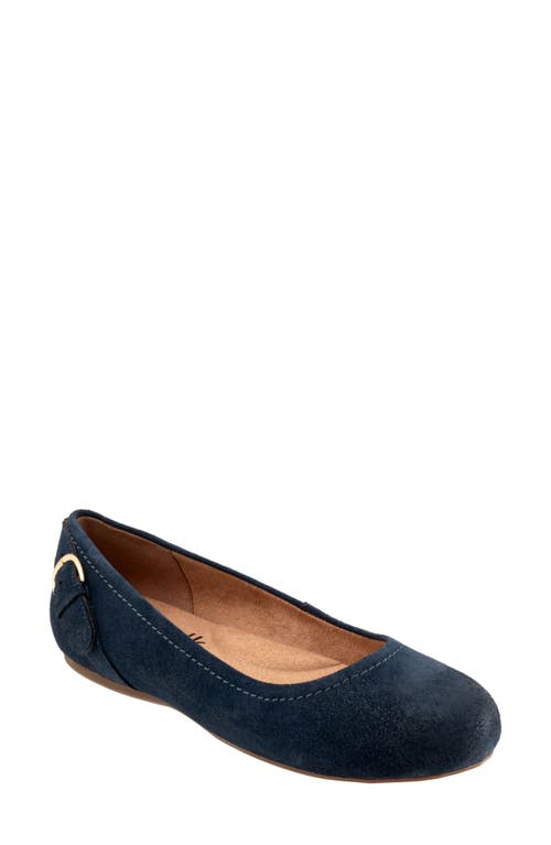 SoftWalk® Sydney Flat in Navy Suede 