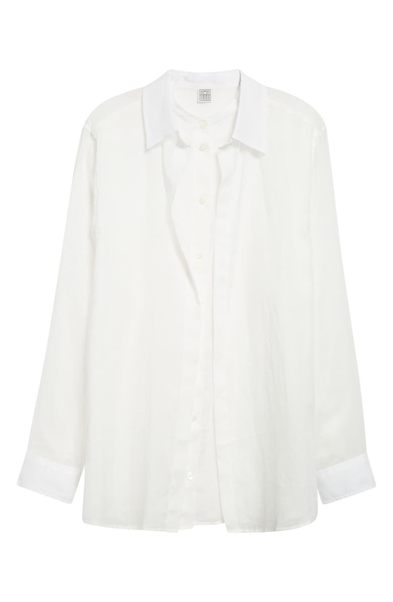 TOTEME Double Collar Button-Up Shirt, Alternate, color, White