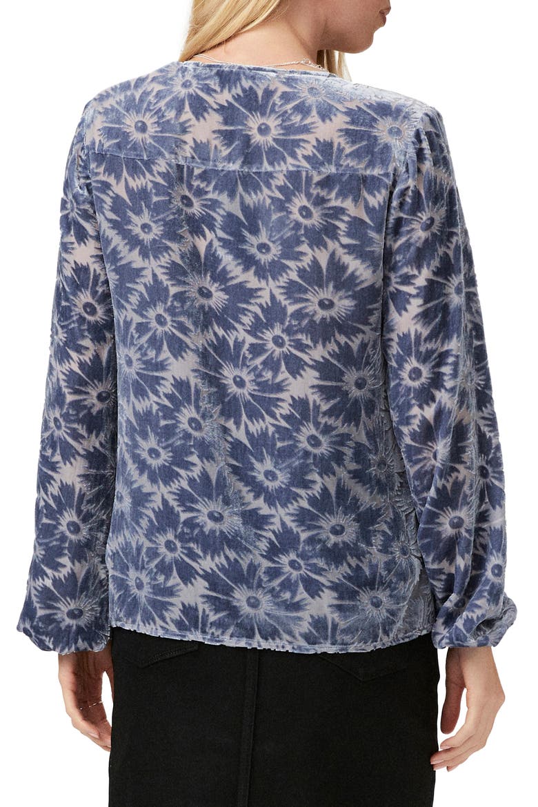 Selmah Velvet Flower Tie Neck Top, Alternate, color, ICD SLATE