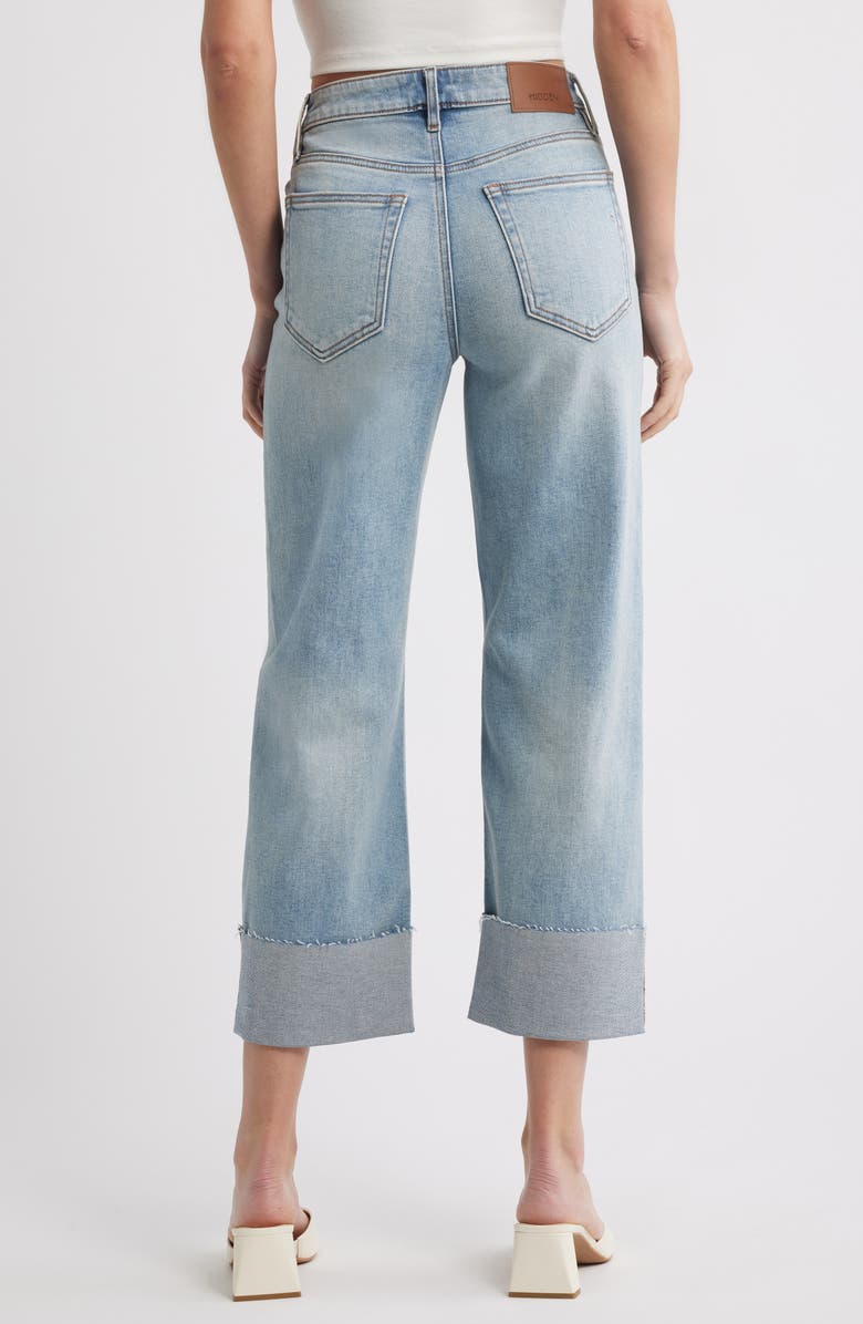 HIDDEN JEANS Cuffed High Waist Wide Leg Jeans, Alternate, color, Med.wash