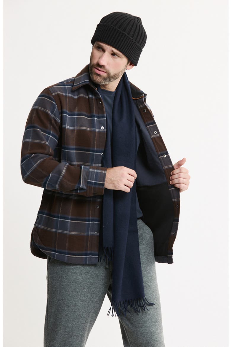 Doubleface Fleece Shirt Jacket, Alternate, color, CHESTNUT NAVY PLAID