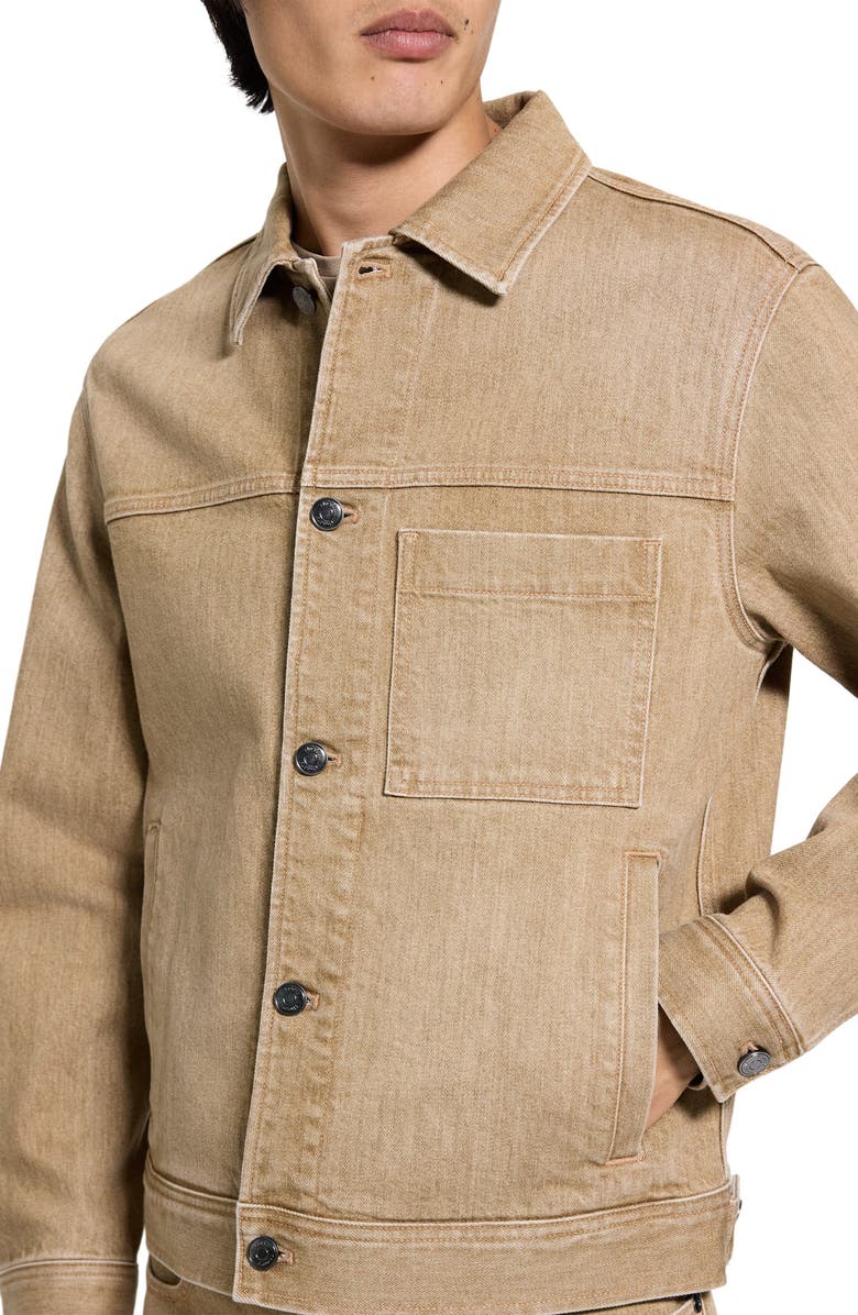 Theory Mod Cotton Denim Trucker Jacket, Alternate, color, Washed Brown