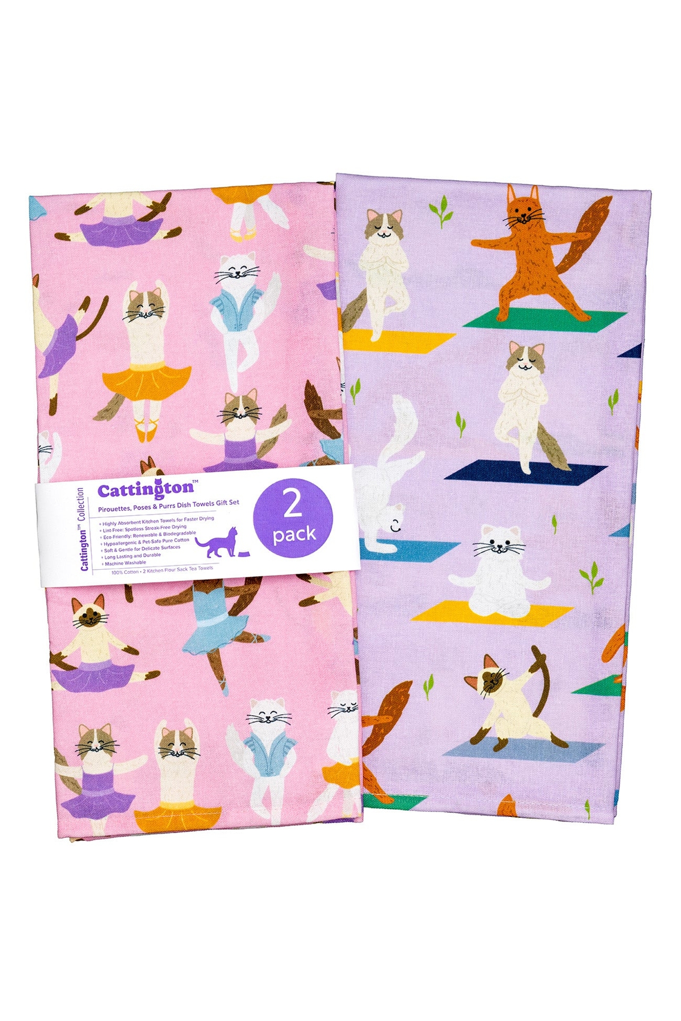 Cattington Cat Kitchen Towels - Pirouettes, Poses, and Purrs