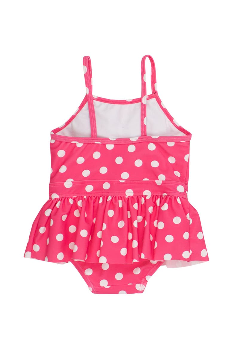 Girls UPF50+ Big Bow Skirted One Piece, Alternate, color, Hot Pink Polka Dot