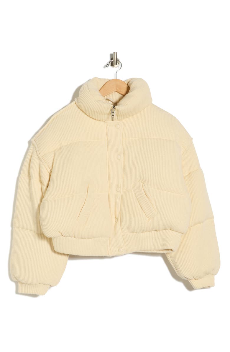 BLANKNYC Sweater Bomber Puffer Jacket, Alternate, color, Cream Pie
