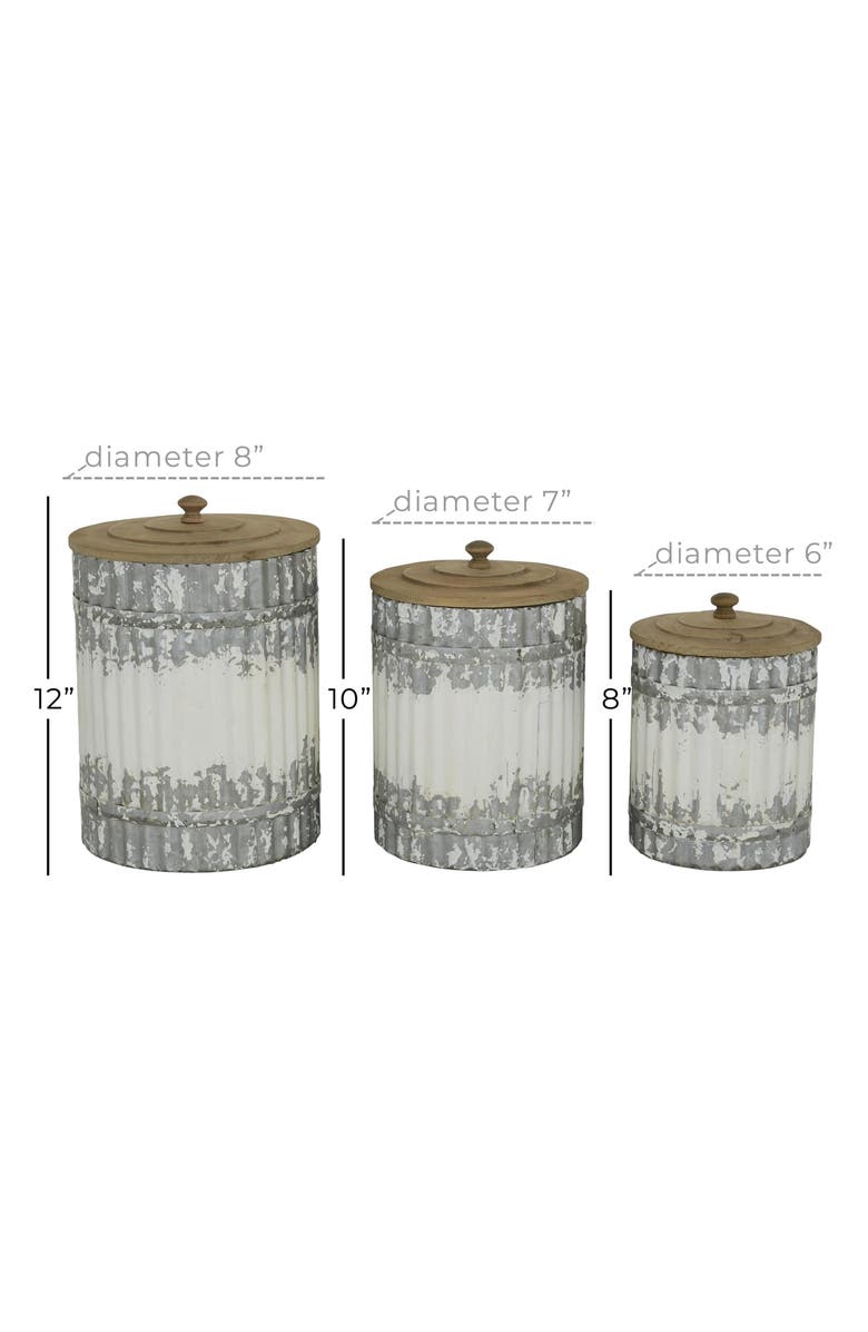 UMA Farmhouse Set of 3 Metal Canisters, Alternate, color, White