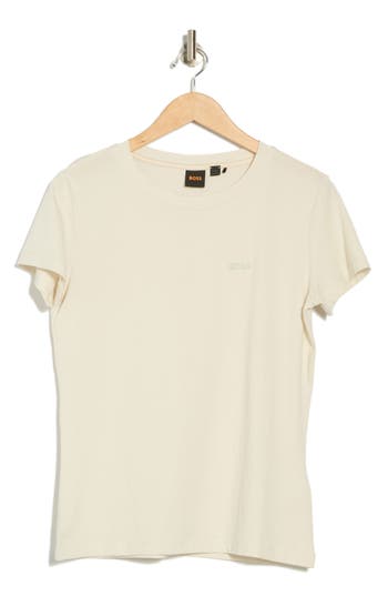 Hugo Boss Boss Orange Esogo Cotton T-shirt In Soft Cream