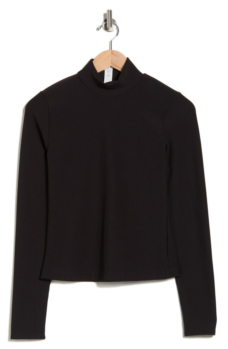 90 DEGREE BY REFLEX Chill Tech Rib Venture Mock Neck Top, Alternate, color, Black