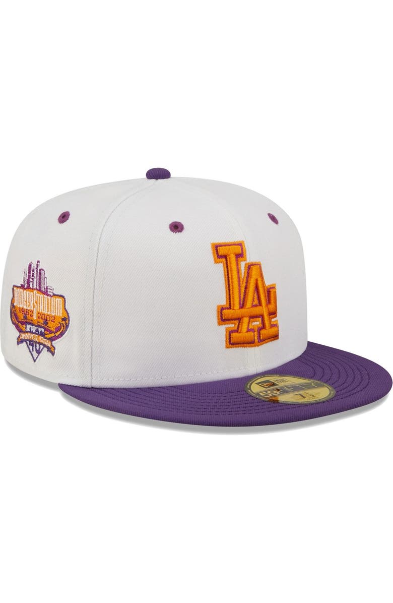 New Era Men's New Era White/Purple Los Angeles Dodgers 40th Anniversary at Dodger Stadium Grape Lolli 59FIFTY Fitted Hat, Main, color, White