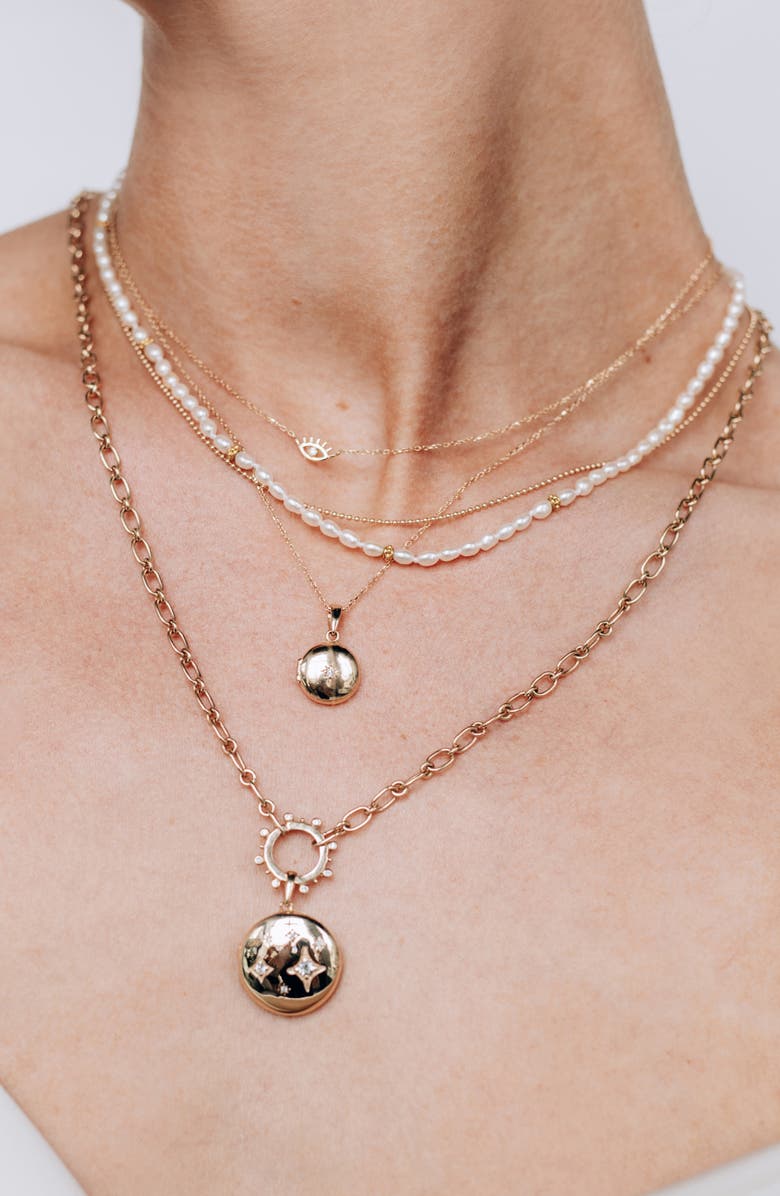 Anzie Dew Drop Marine Diamond Pendant Necklace, Alternate, color, Gold