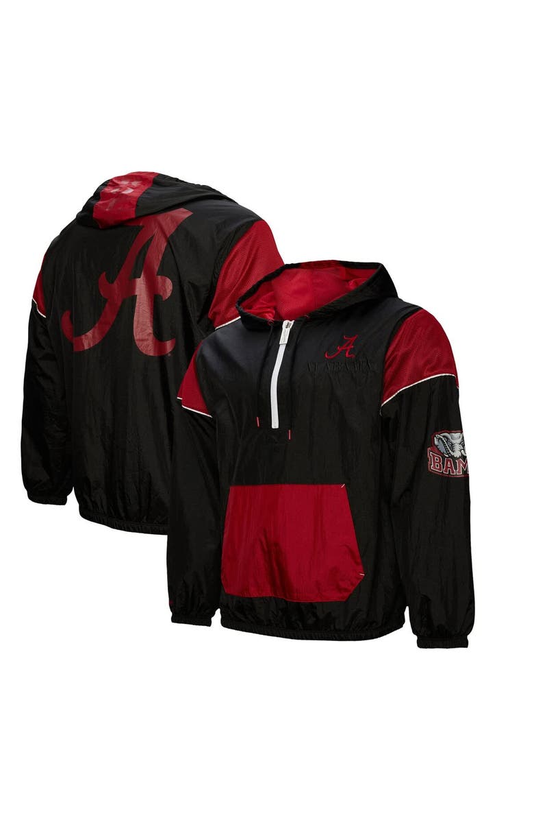 Mitchell & Ness Men's Mitchell & Ness Black Alabama Crimson Tide Team 3.0 Anorak Half-Zip Hoodie, Main, color, 