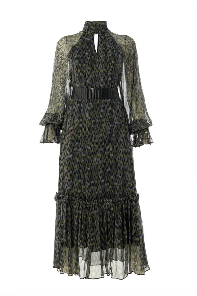 Zora Chiffon Midi Dress, Alternate, color, Black