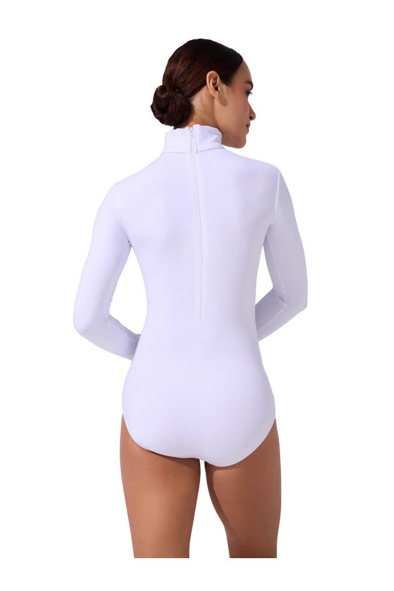 Turtleneck Long Sleeve Leotard, Alternate, color, white