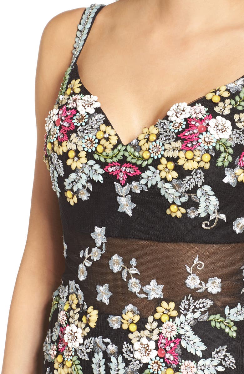 Mac Duggal Embroidered Mesh Gown, Alternate, color,