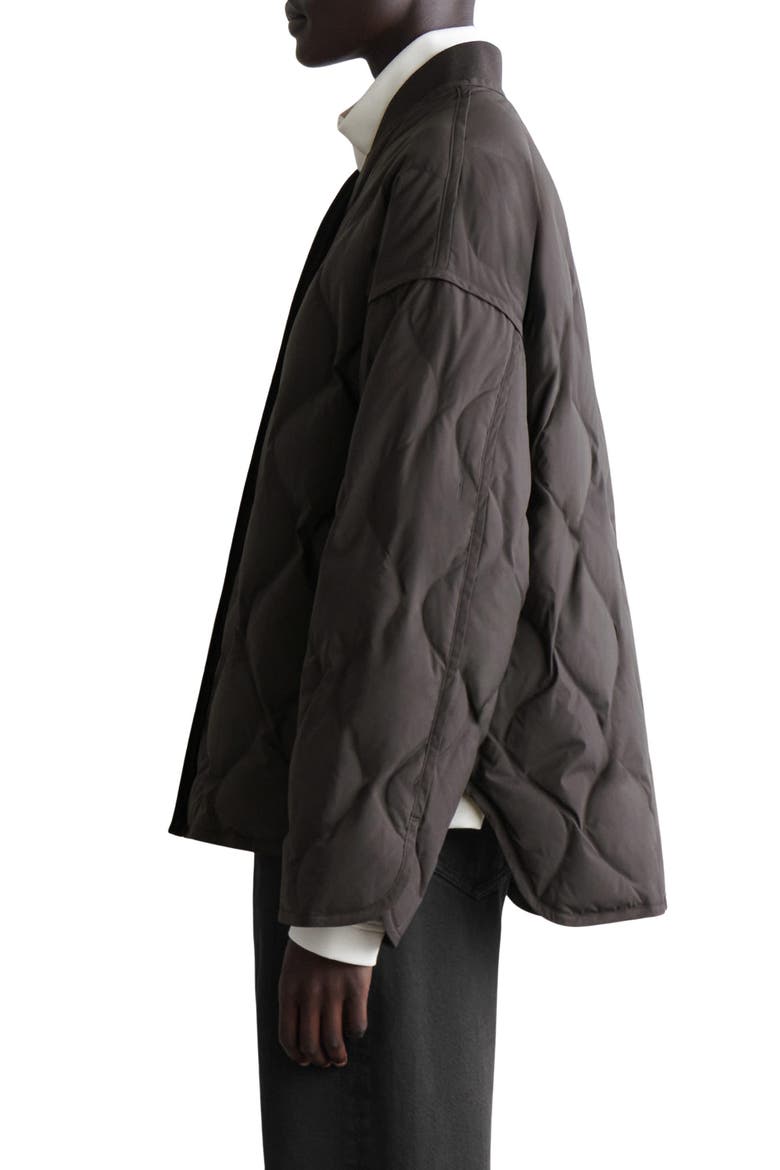 Oversize Quilted Down & Feather Jacket, Alternate, color, BROWN DARK