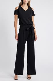 NIKKI LUND Gianna Belted Cold Shoulder Jumpsuit