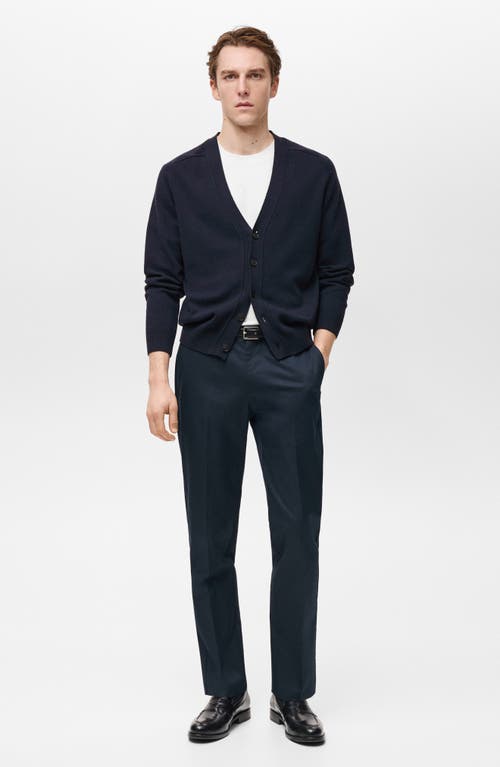Mango Relaxed Cotton Cardigan In Night Blue