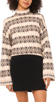 Vince Camuto Diamond Pattern Mock Neck Sweater