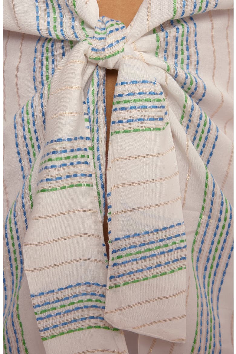 Radiance V-Neck Long Sleeve Cover-Up Tunic, Alternate, color, SKY BLUE/ WHITE