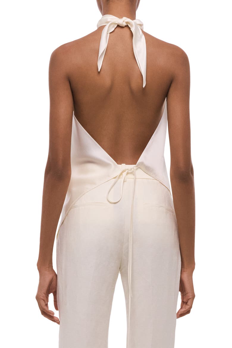 Tie Scarf Sleeveless Silk Top, Alternate, color, IVORY
