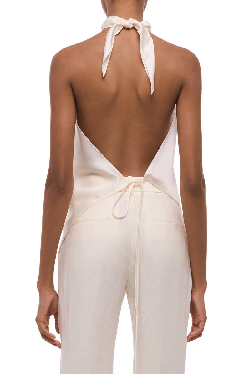 Helmut Lang Tie Scarf Sleeveless Silk Top, Alternate, color, Ivory