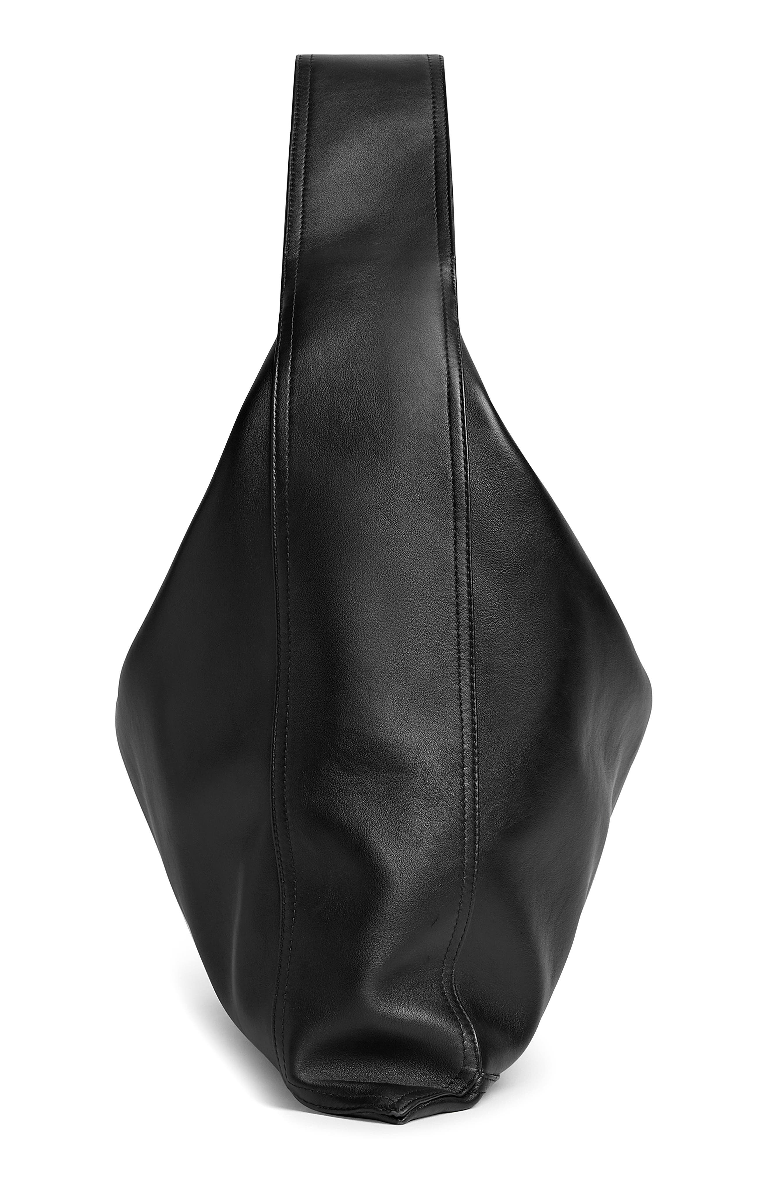 Bottega Veneta Large Hop Leather Hobo Bag, Alternate, color, 1019 Black-M Brass