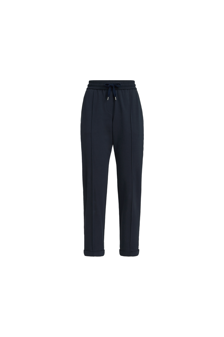 Stretch cotton lightweight French terry track trousers with monili, Alternate, color, Blue
