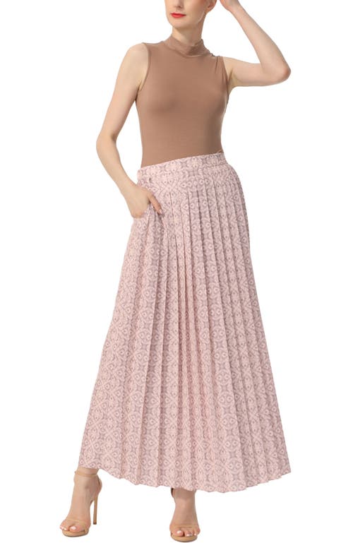 Kimi & Kai Print Box Pleat Maxi Skirt In Pink
