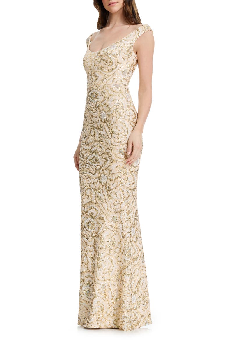 Josie Sequin Floral Mermaid Gown, Alternate, color, CREAM MULTI
