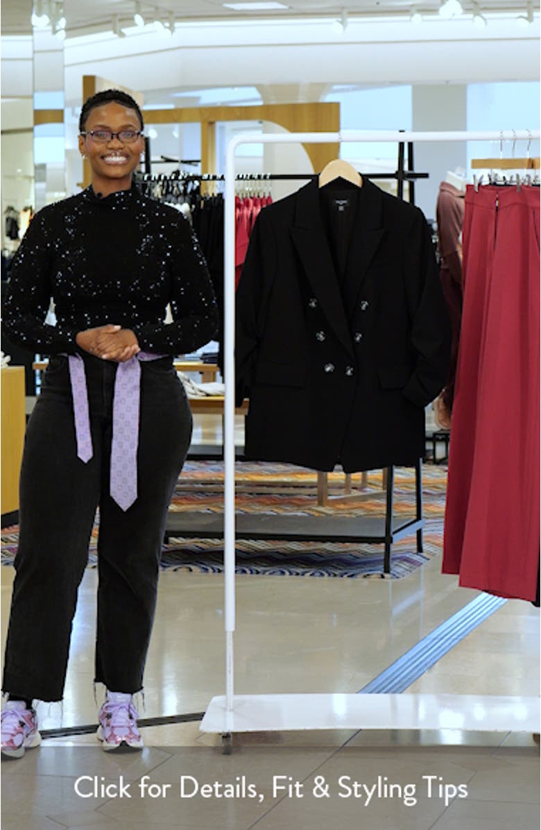 Ruched Sleeve Double Breasted Blazer, sales video thumbnail
